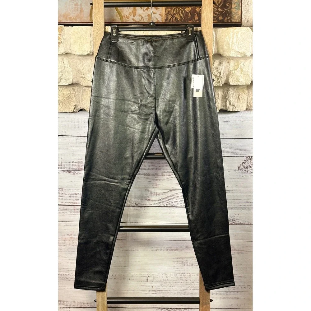 BP Nordstrom Faux Leather Leggings Black High Waisted Skinny Pants Large NEW